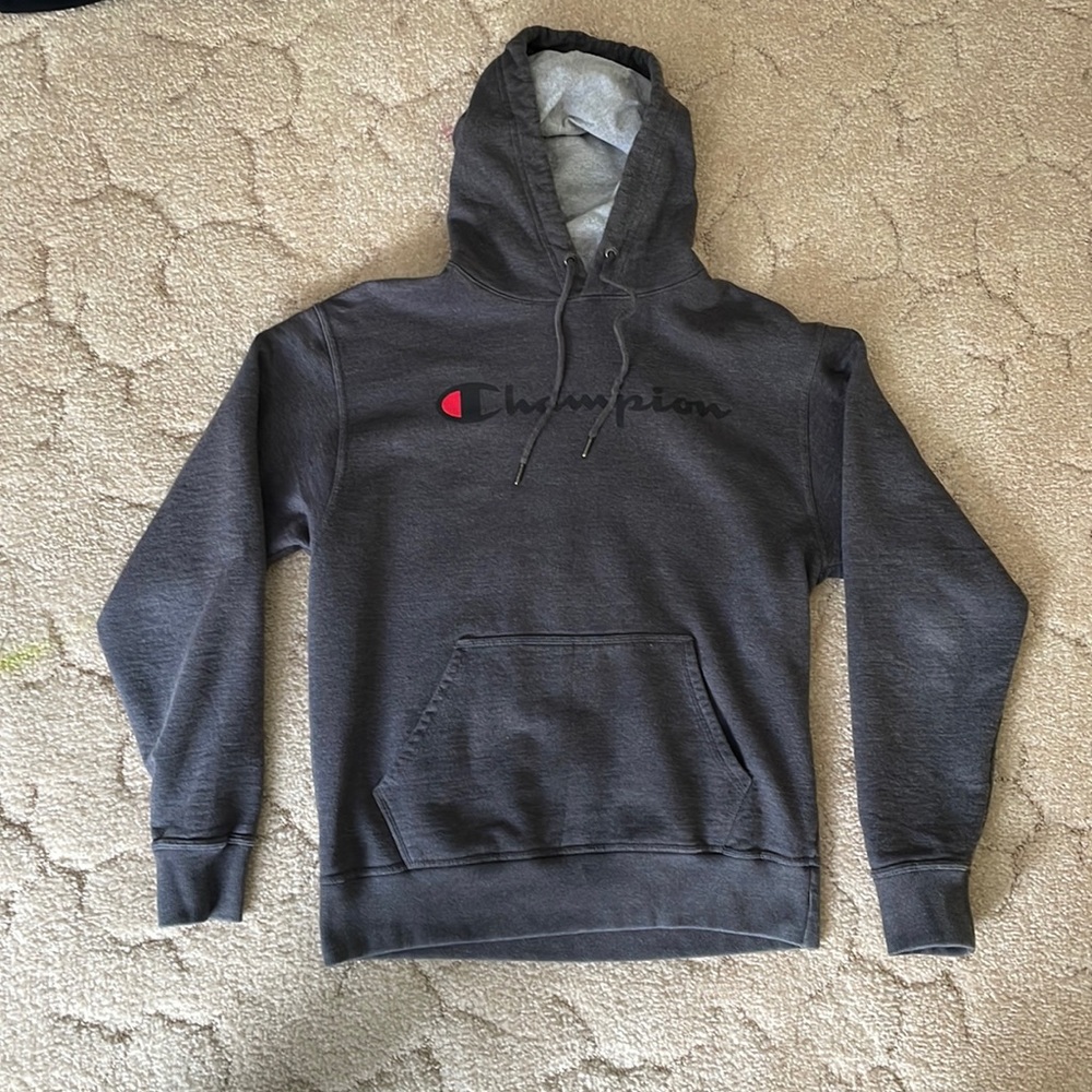 Grey Champion Hoodie | Grey “Champion” logo hoodie